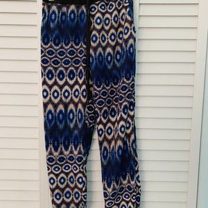 Peacock Print Blue Cuffed Pants